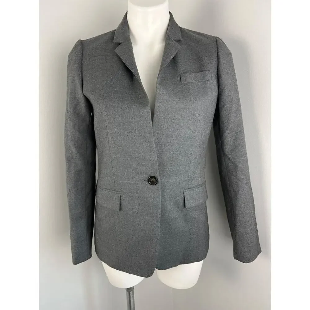 Women’s J.Crew Super 120s Wool Charcoal Gray Blazer Career Size 4
